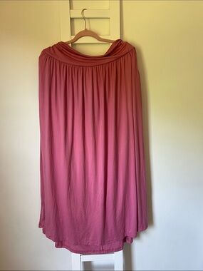Elegant Pink Gathered Waist Maxi Skirt